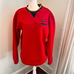 Columbia Red Fleece Pullover with Blue And Yellow Accents